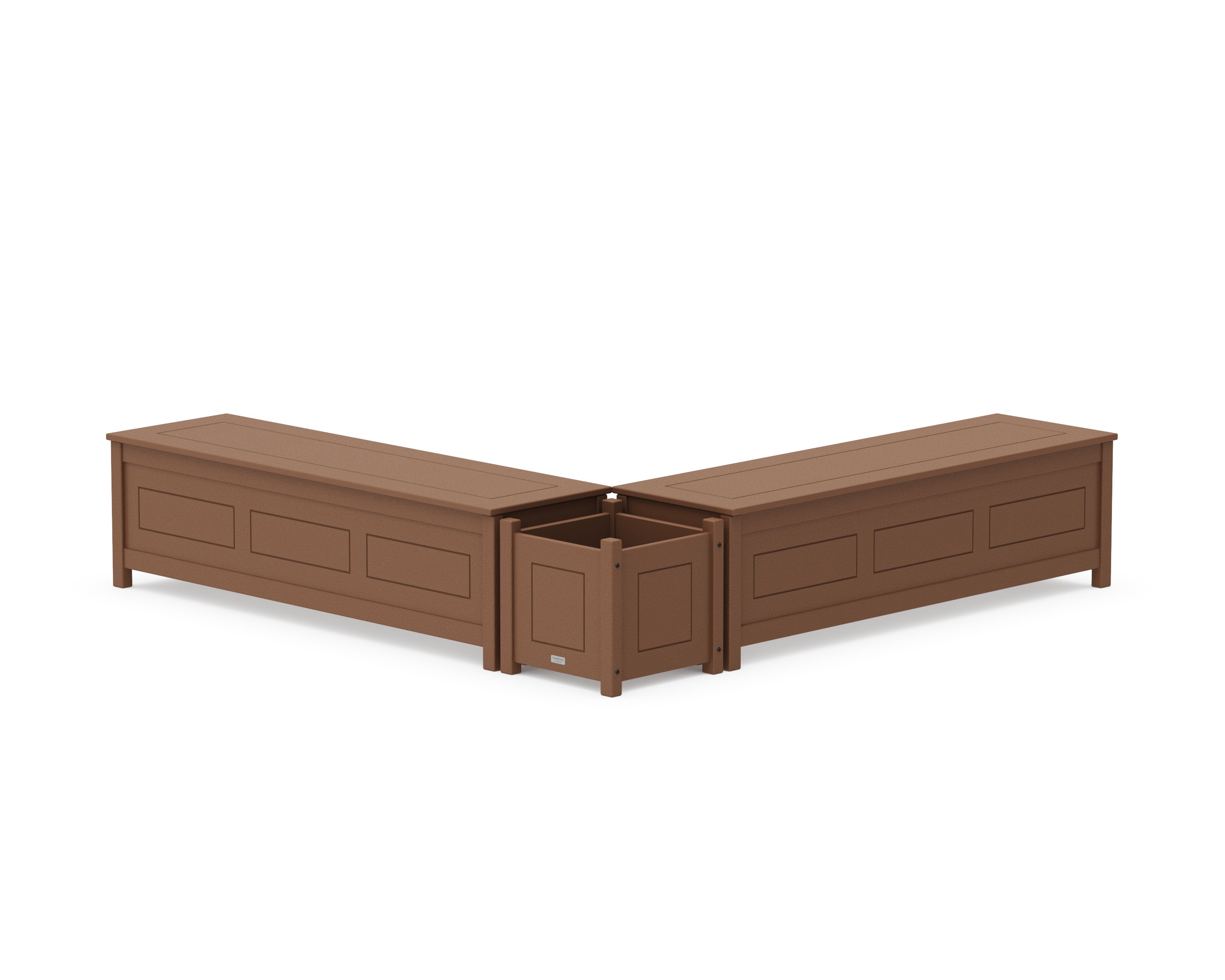Country Living 60" Country Living L- Shaped Planter Storage Bench Set in Teak