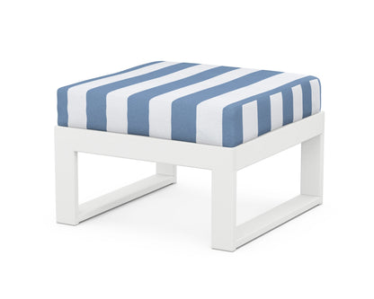 Unbranded Modular Ottoman - Modern in White / Cabana Stripe Sky Blue