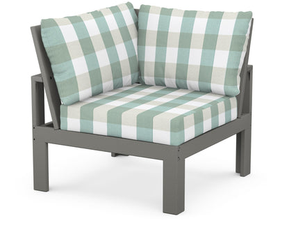 Unbranded Modular Corner Chair in Slate Grey / Buffalo Plaid Glacier Spa