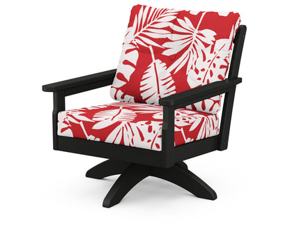 POLYWOOD® Vineyard Deep Seating Swivel Chair in Black / Leaf Crimson