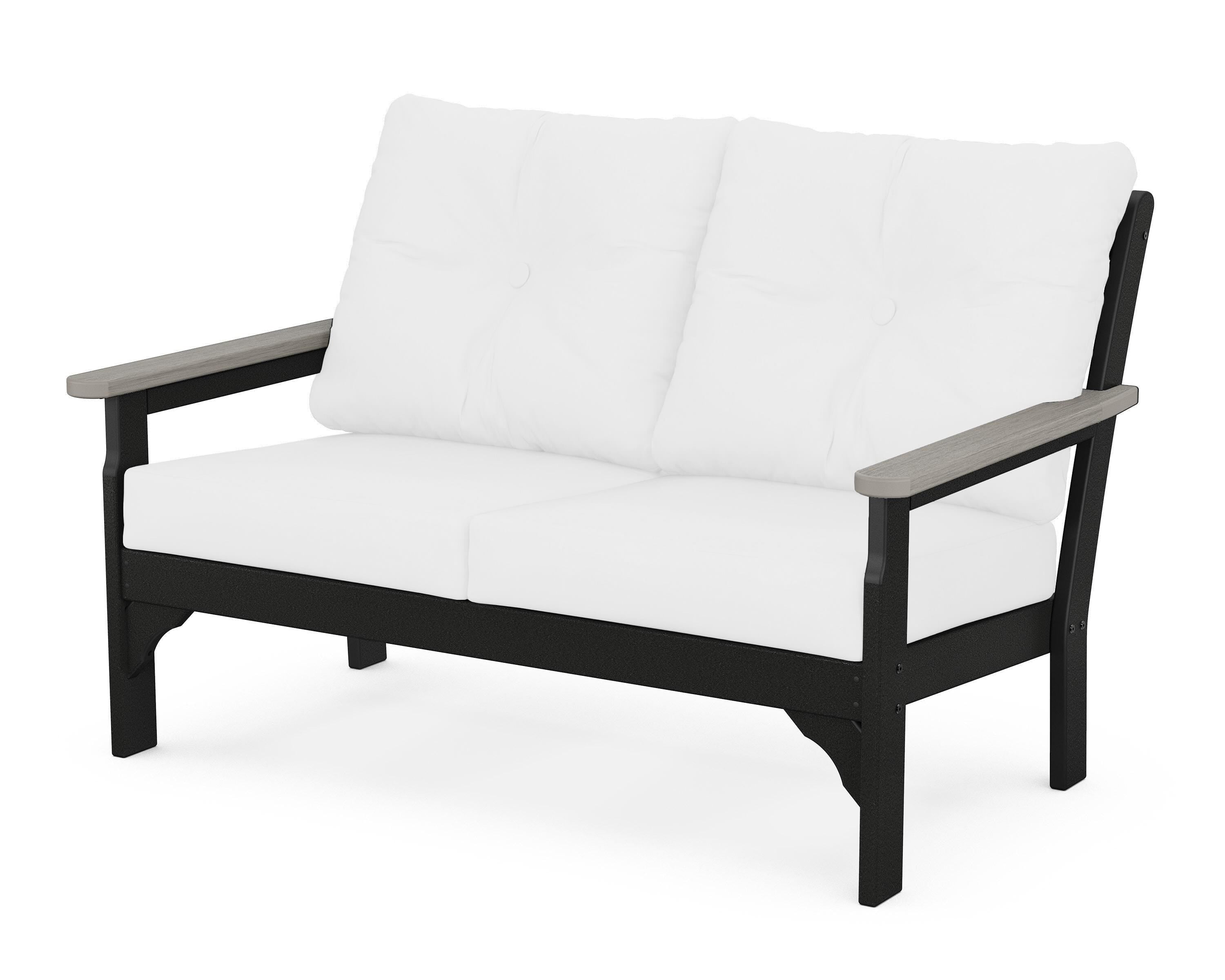 POLYWOOD® Vineyard Deep Seating Loveseat in Black / Driftwood / Natural