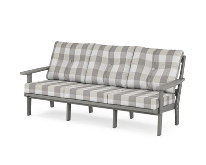 POLYWOOD® Oxford Deep Seating Sofa in Slate Grey / Buffalo Plaid Grey Mist