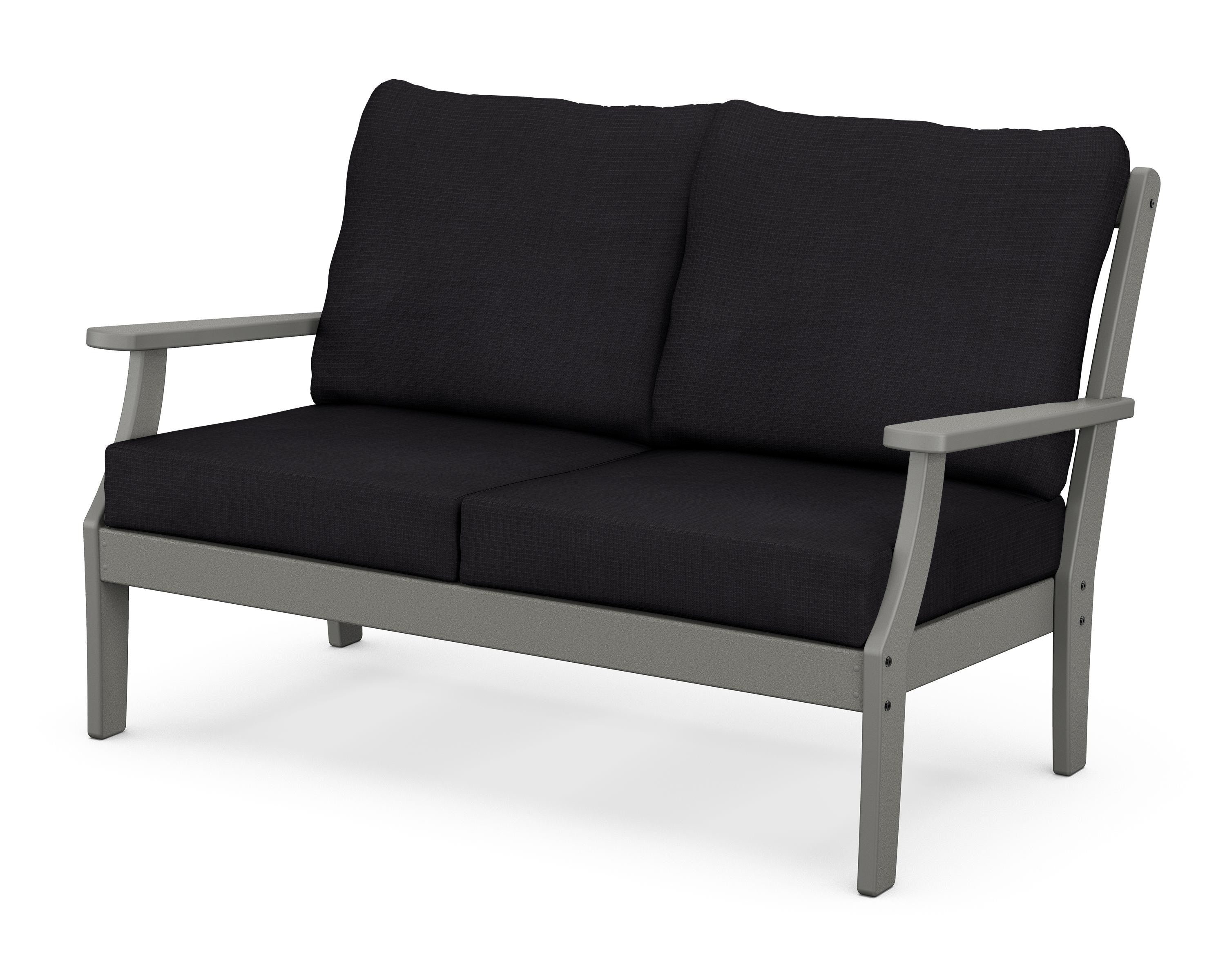 POLYWOOD® Braxton Deep Seating Loveseat in Slate Grey / Midnight Linen