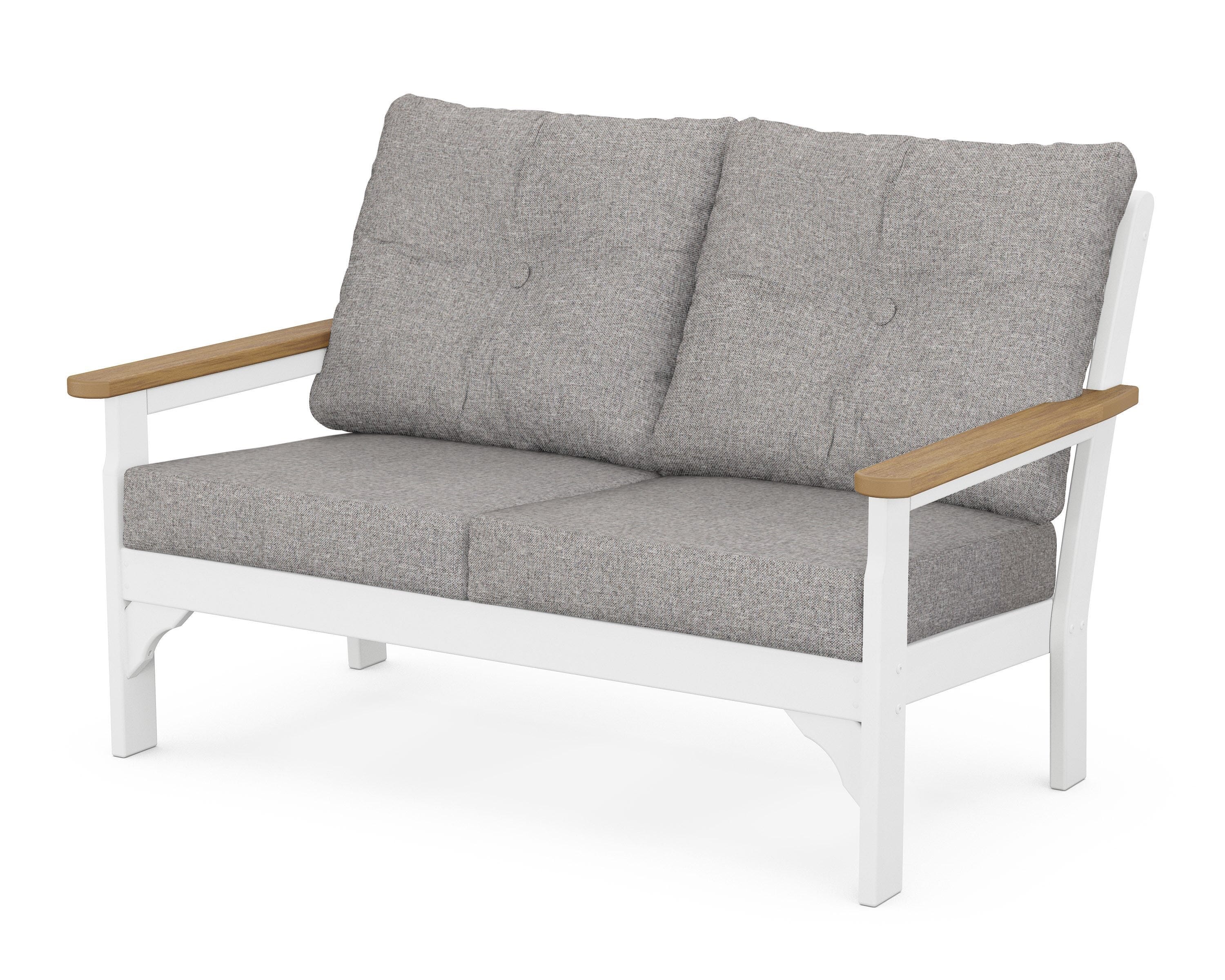 POLYWOOD® Vineyard Deep Seating Loveseat in White / Natural / Grey Mist