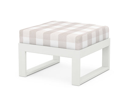 Unbranded Modular Ottoman - Modern in Vintage White / Buffalo Plaid Dune Burlap