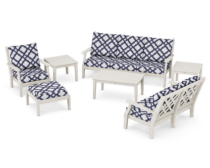 Country Living Wovendale 7-Piece Deep Seating Set in Sand / Trellis Navy