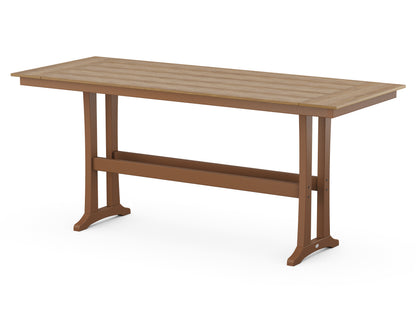 POLYWOOD® Farmhouse Trestle 38" x 96" Bar Table in Teak / Natural