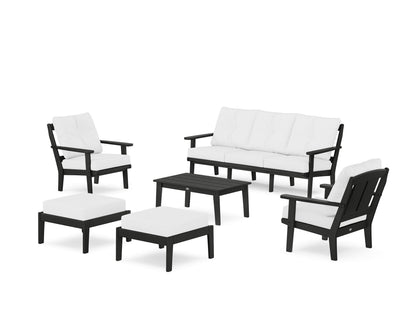 POLYWOOD® Mission 6-Piece Lounge Sofa Set in Black / Natural