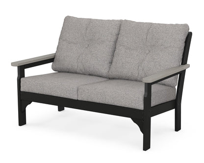 POLYWOOD® Vineyard Deep Seating Loveseat in Black / Driftwood / Grey Mist