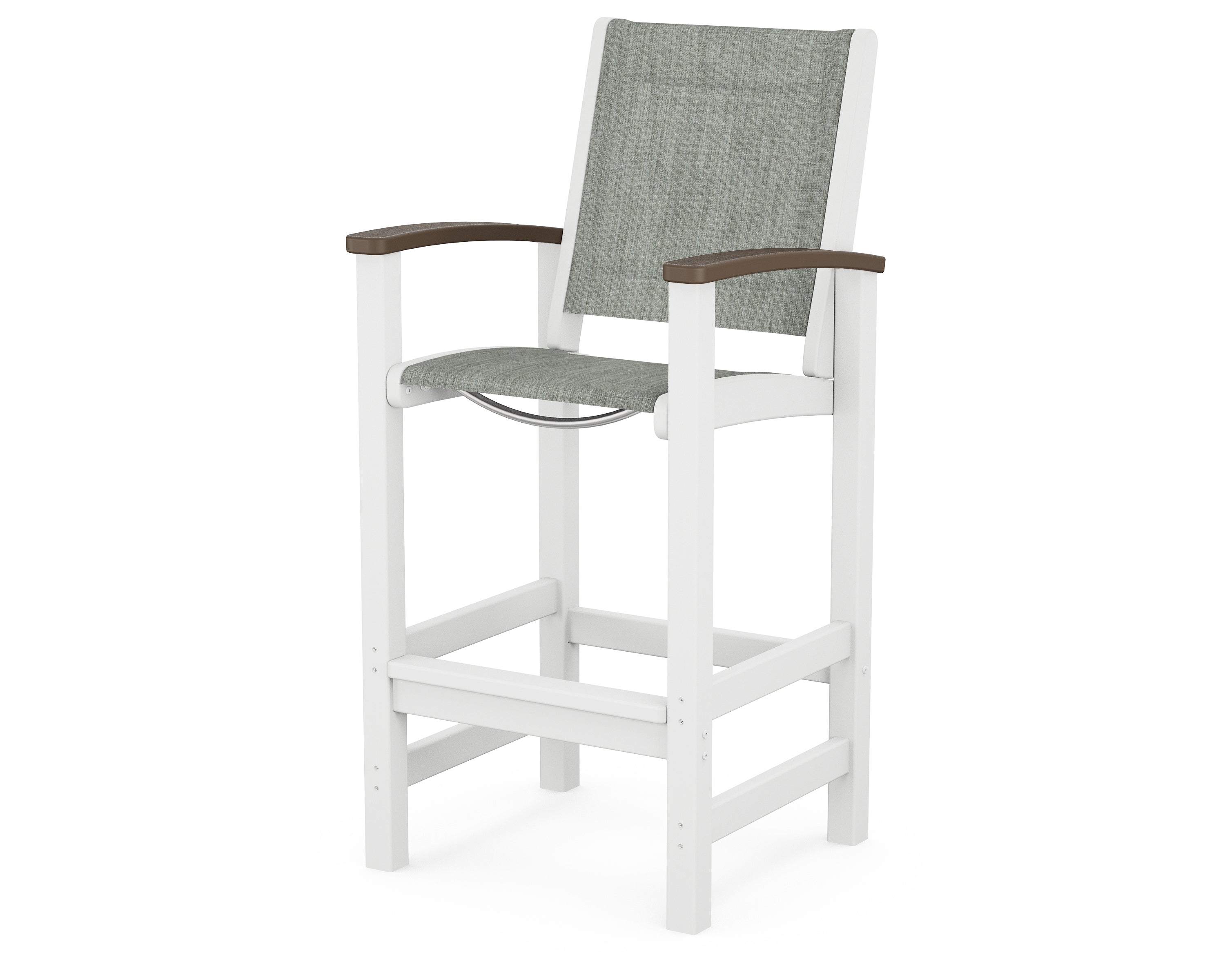 POLYWOOD® Coastal Bar Chair in White / Kona / Birch Sling