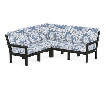 POLYWOOD® Vineyard 5-Piece Sectional in Black / Leaf Sky Blue