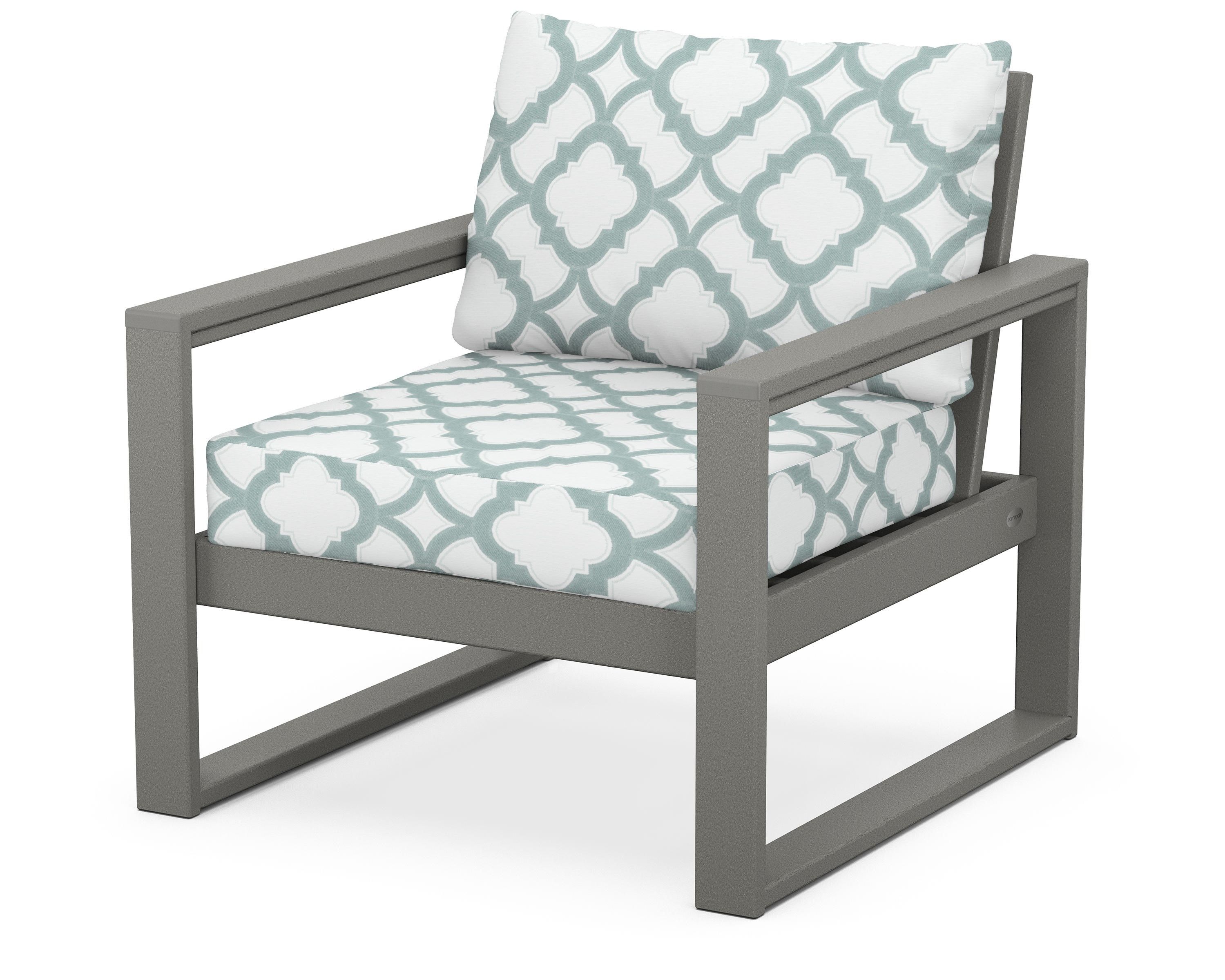 POLYWOOD® EDGE Club Chair in Slate Grey / Trellis Glacier Spa