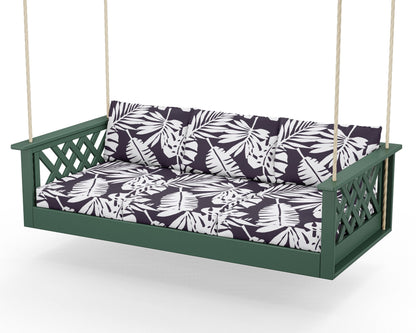 Country Living Wovendale Daybed Swing in Green / Leaf Navy