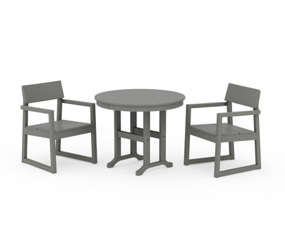 POLYWOOD® EDGE 3-Piece Round Dining Set in Slate Grey