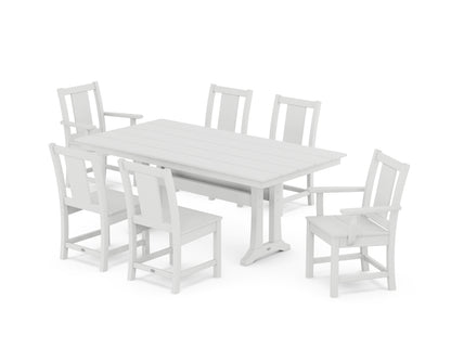 POLYWOOD® Prairie 7-Piece Farmhouse Dining Set with Trestle Legs in White