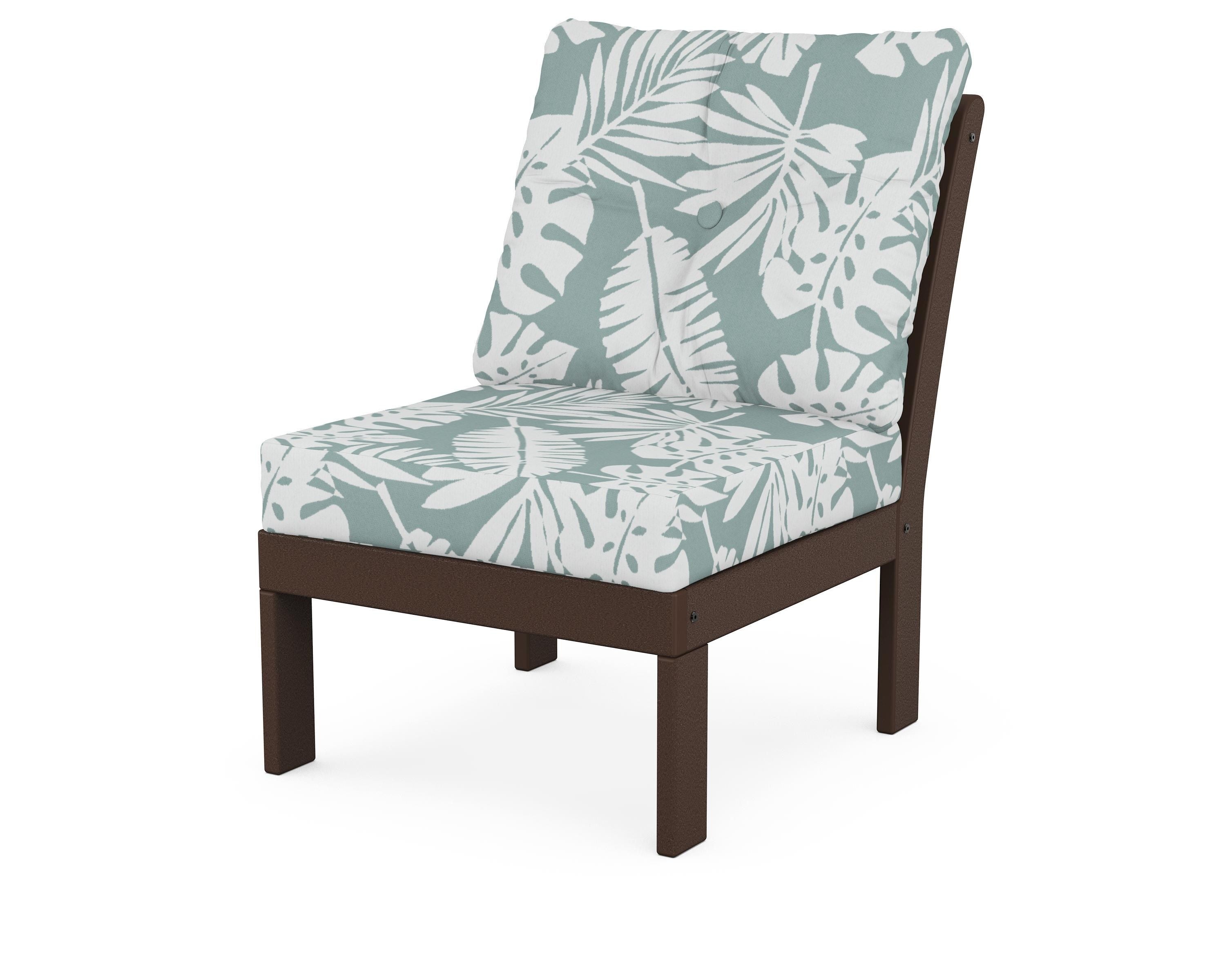 POLYWOOD® Vineyard Modular Armless Chair in Mahogany / Leaf Glacier Spa