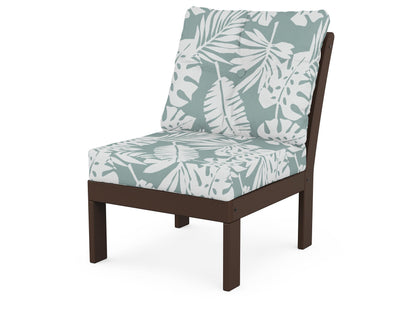 POLYWOOD® Vineyard Modular Armless Chair in Mahogany / Leaf Glacier Spa