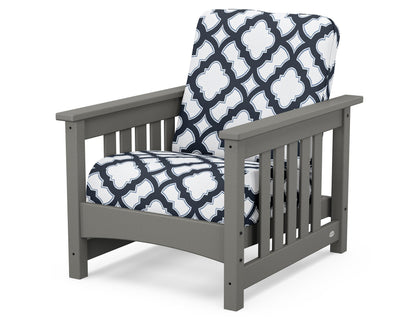 POLYWOOD® Club Mission Chair in Slate Grey / Trellis Marine Indigo