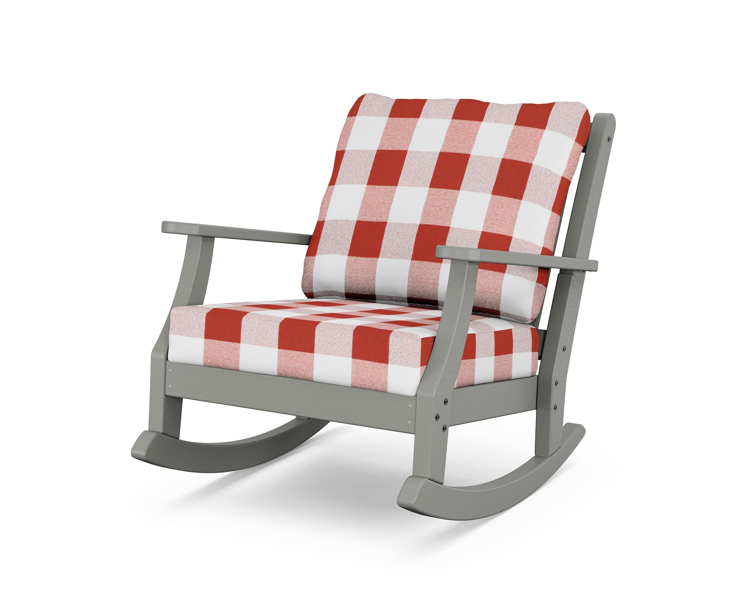 Country Living Wovendale Deep Seating Rocking Chair in Slate Grey / Buffalo Plaid Crimson