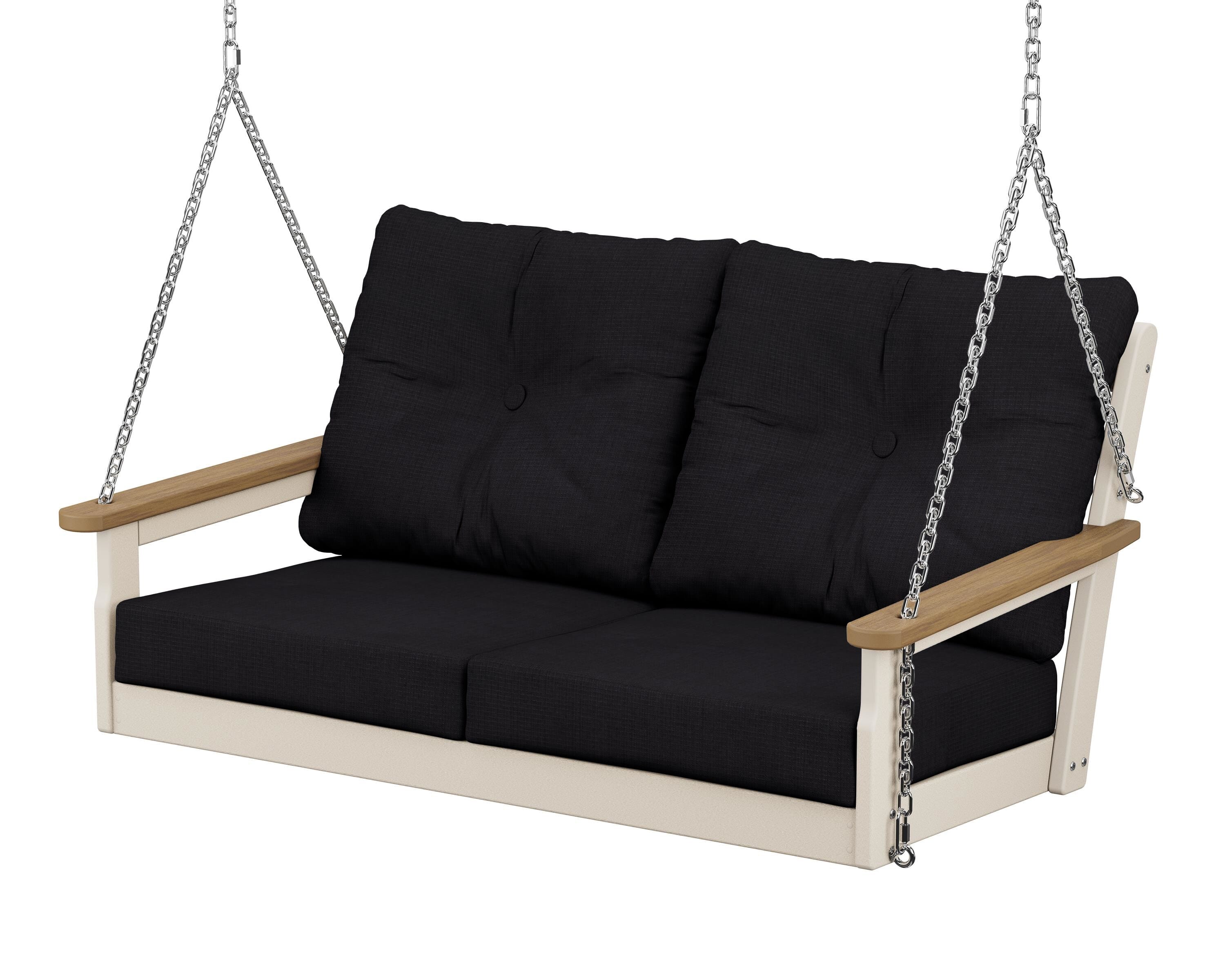 POLYWOOD® Vineyard Deep Seating Swing in Sand / Natural / Midnight Linen