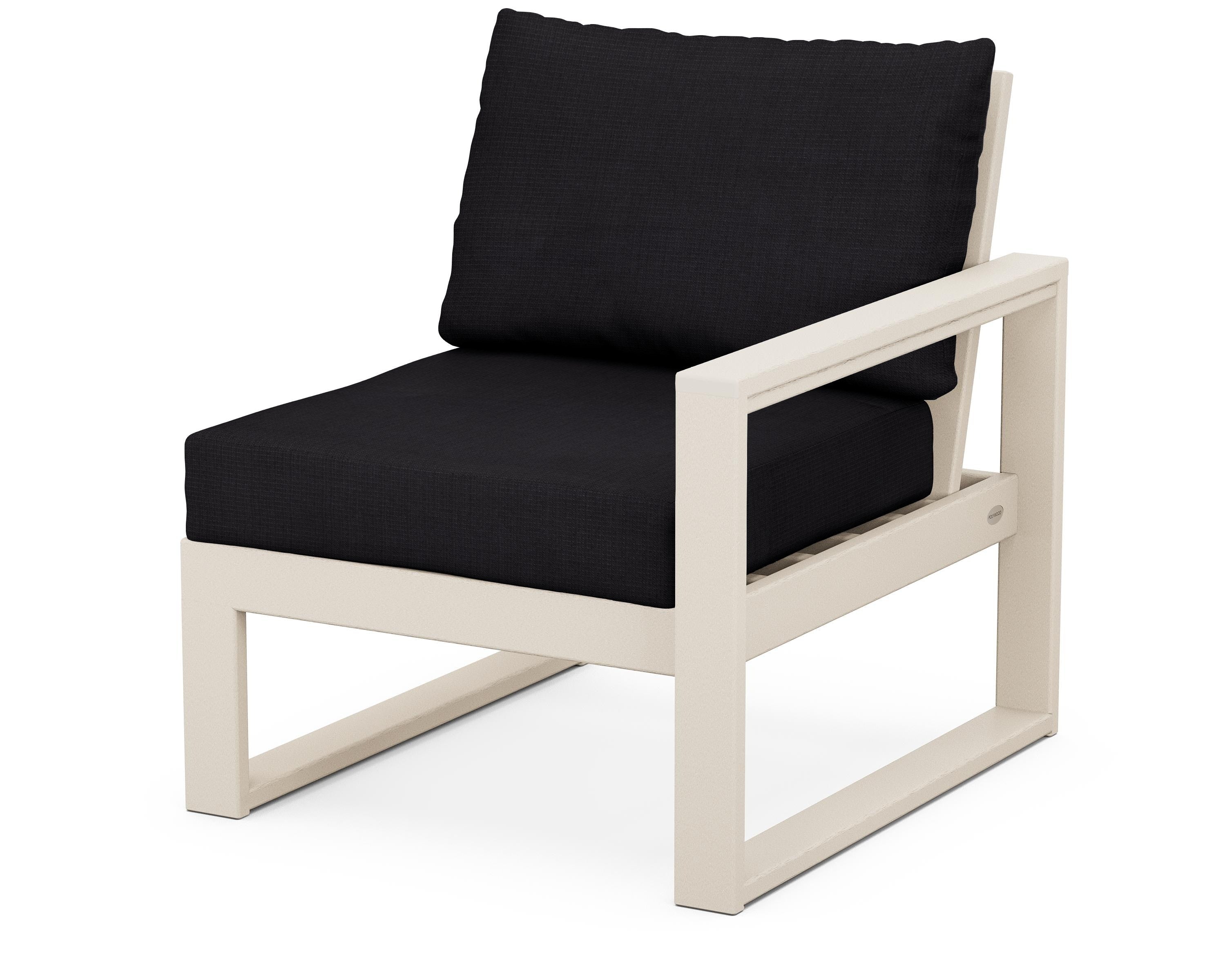 POLYWOOD® EDGE Modular Right Arm Chair in Sand / Midnight Linen