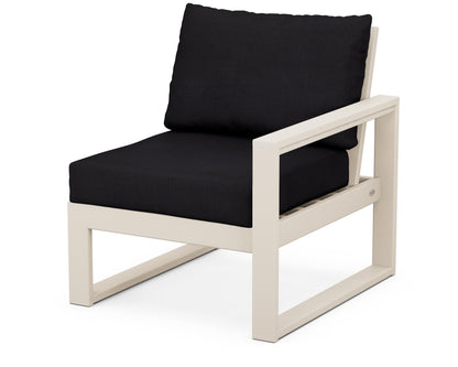 POLYWOOD® EDGE Modular Right Arm Chair in Sand / Midnight Linen