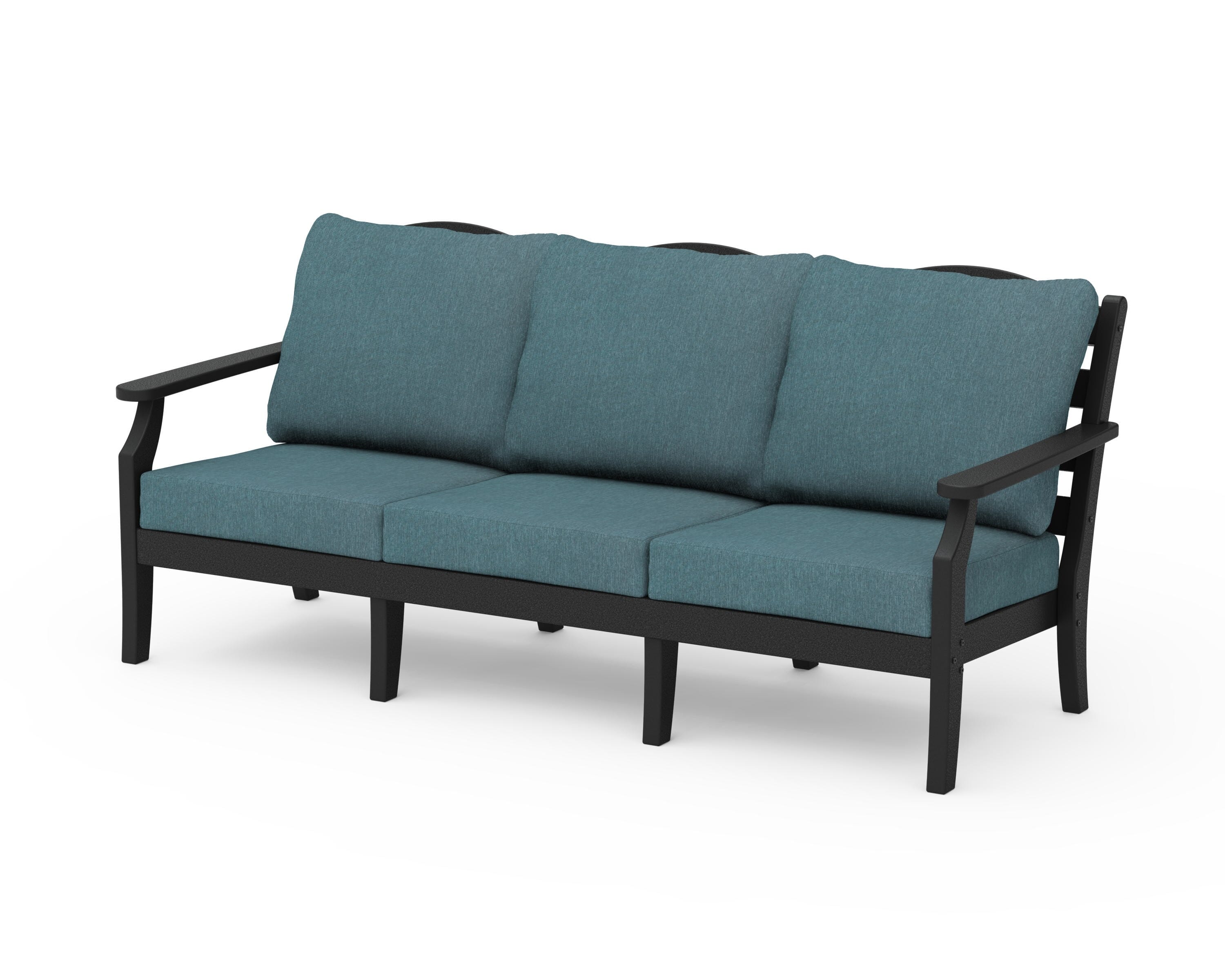 Draper James™ by  POLYWOOD® Savannah Deep Seating Sofa in Black / Ocean Teal