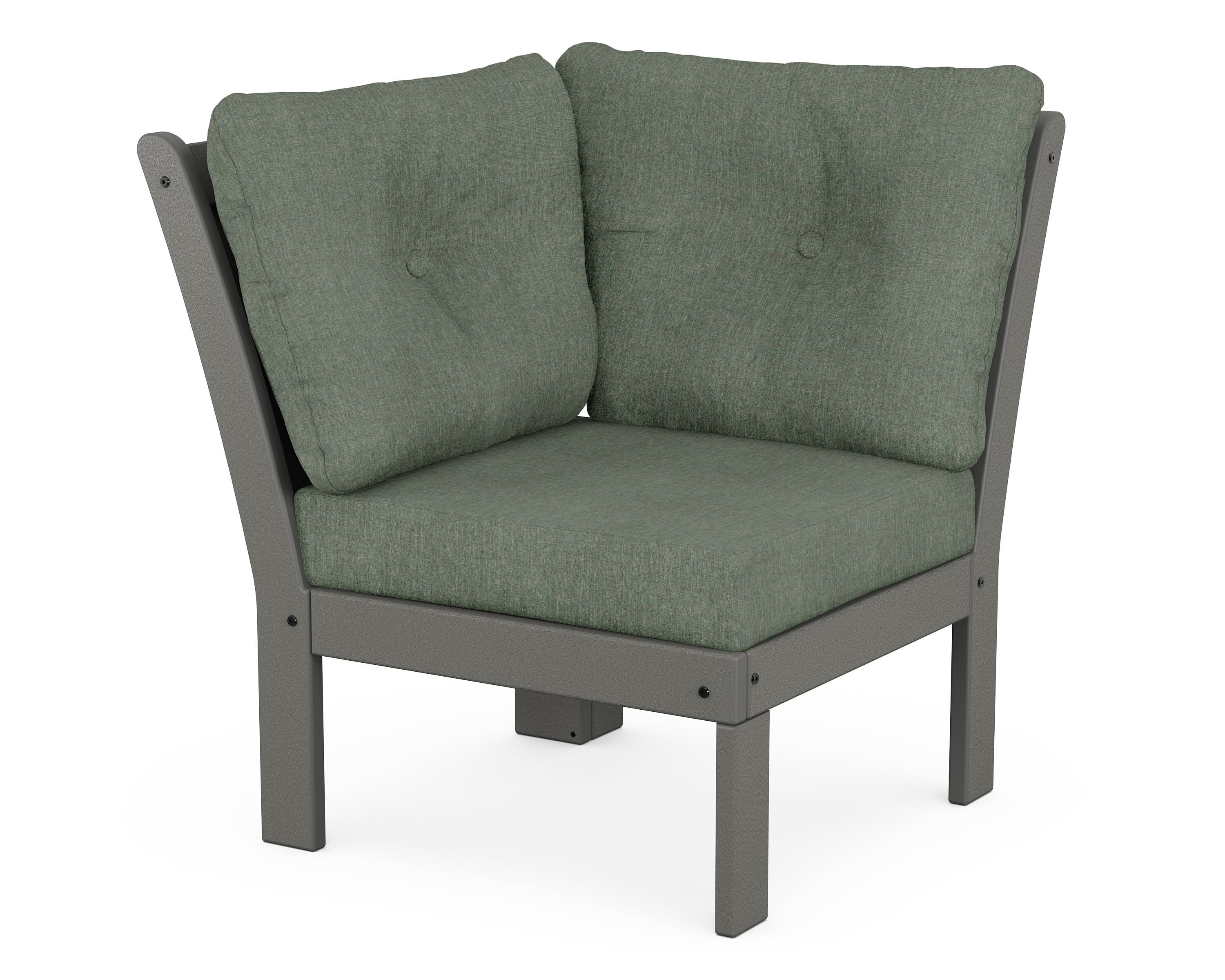 POLYWOOD® Vineyard Modular Corner Chair in Slate Grey / Cast Sage