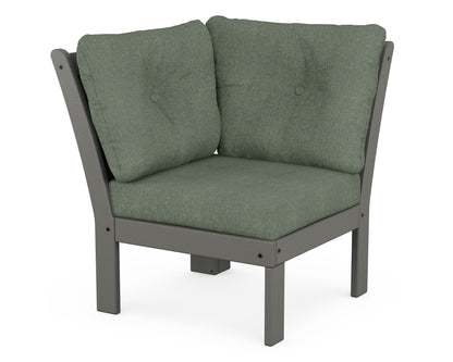 POLYWOOD® Vineyard Modular Corner Chair in Slate Grey / Cast Sage