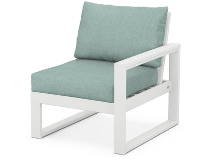 POLYWOOD® EDGE Modular Right Arm Chair in White / Glacier Spa
