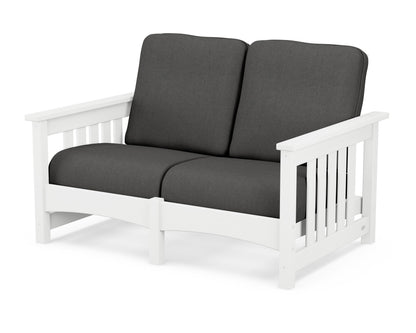 POLYWOOD® Club Mission Loveseat in White / Spectrum Carbon