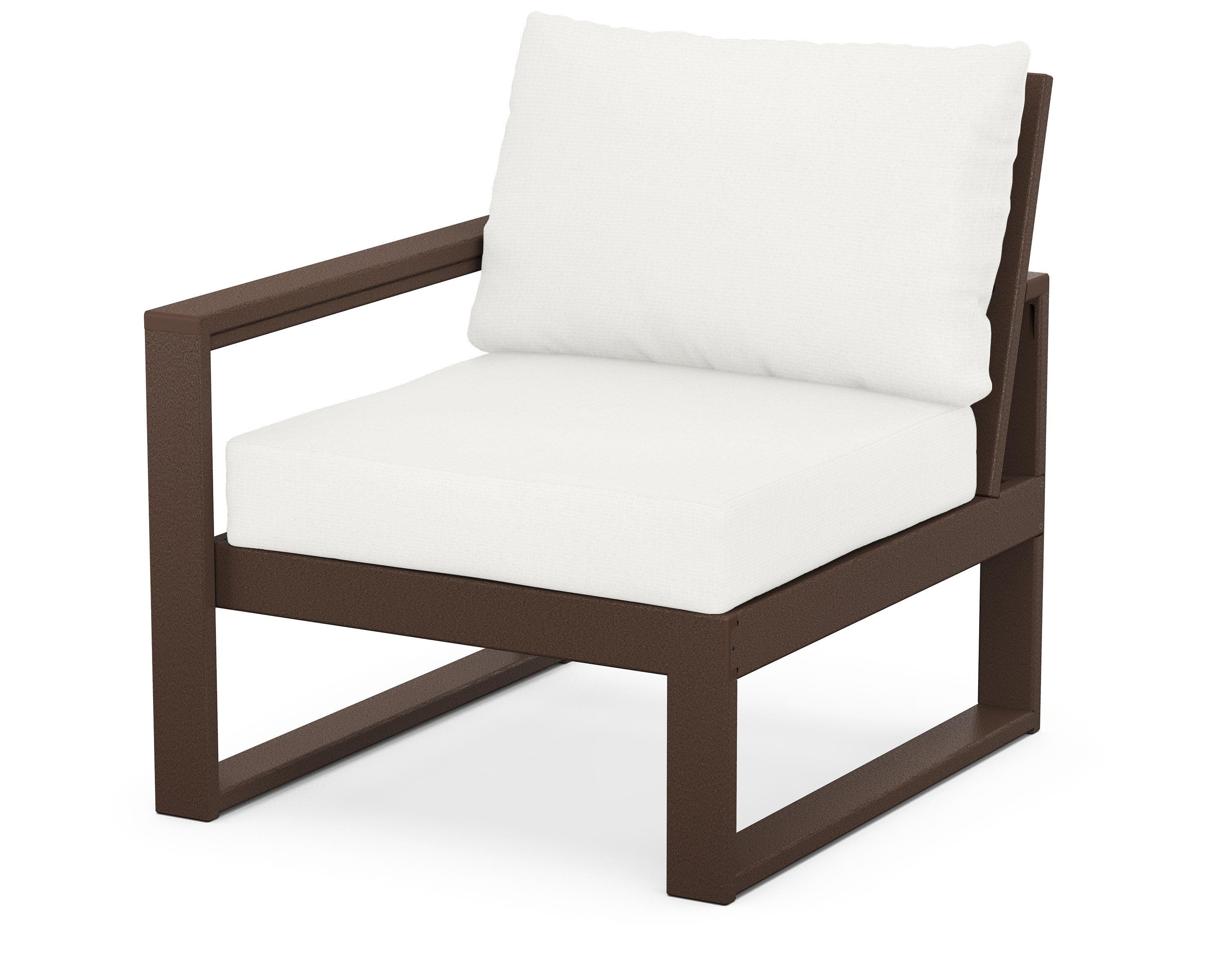POLYWOOD® EDGE Modular Left Arm Chair in Mahogany / Natural Linen