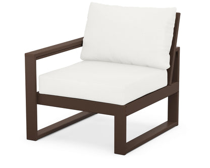 POLYWOOD® EDGE Modular Left Arm Chair in Mahogany / Natural Linen