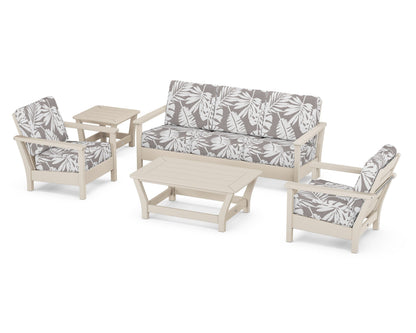 POLYWOOD® Harbour 5-Piece Deep Seating Set in Sand / Leaf Grey Mist
