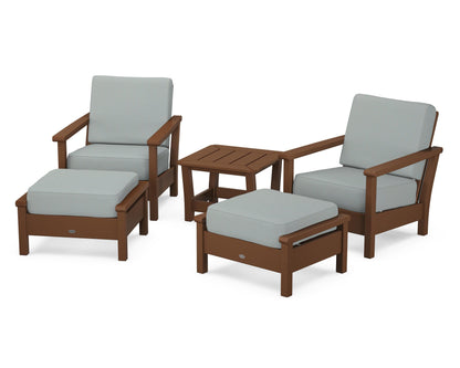 POLYWOOD® Harbour 5-Piece Deep Seating Chair Set in Teak / Spa