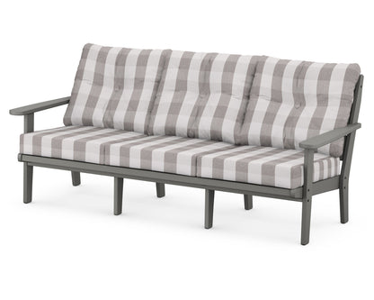 POLYWOOD® Lakeside Deep Seating Sofa in Slate Grey / Buffalo Plaid Grey Mist