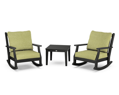 Country Living Wovendale 3-Piece Deep Seating Rocker Set in Black / Chartreuse Boucle