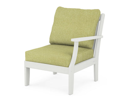 POLYWOOD® Braxton Modular Right Arm Chair in Vintage White / Chartreuse Boucle