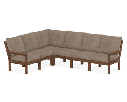 POLYWOOD® Vineyard 6-Piece Sectional in Teak / Spiced Burlap