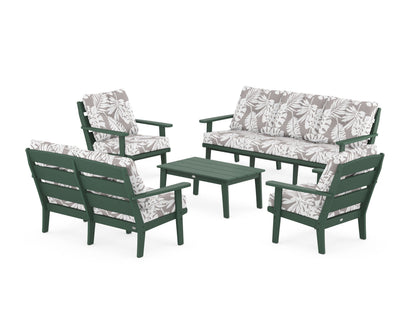POLYWOOD® Lakeside 5-Piece Lounge Sofa Set in Green / Leaf Grey Mist
