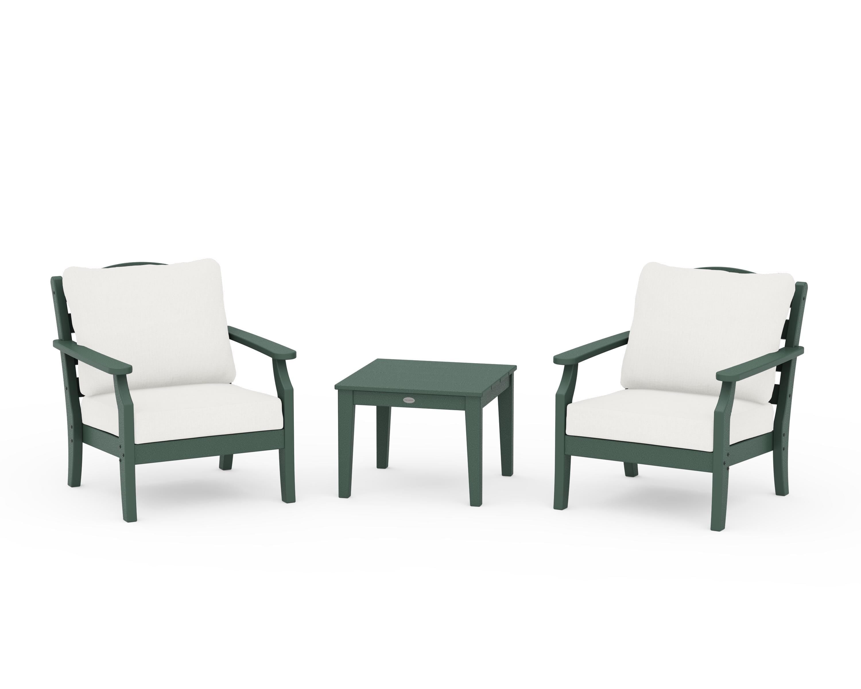 Draper James™ by  POLYWOOD® Savannah 3-Piece Deep Seating Set in Green / Natural Linen