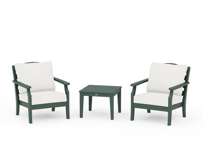 Draper James™ by  POLYWOOD® Savannah 3-Piece Deep Seating Set in Green / Natural Linen