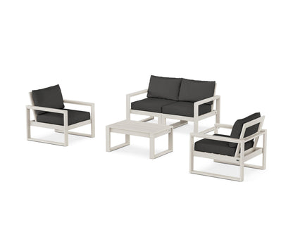 POLYWOOD® EDGE Sectional 4-Piece Deep Seating Set with Loveseat in Sand / Spectrum Carbon
