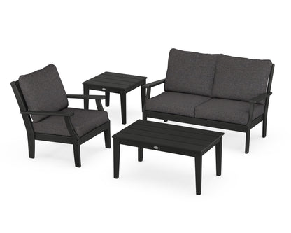 POLYWOOD® Braxton 4-Piece Deep Seating Set in Black / Ash Charcoal