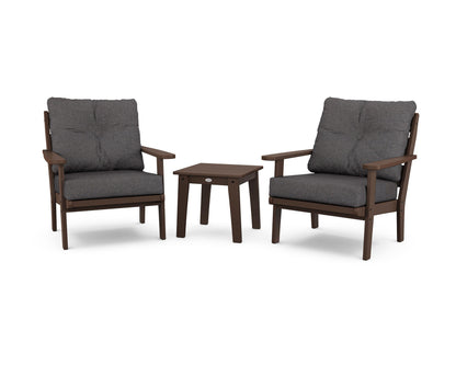 POLYWOOD® Lakeside 3-Piece Deep Seating Chair Set in Mahogany / Ash Charcoal