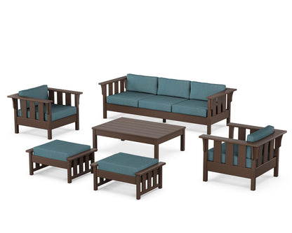 Martha Stewart by POLYWOOD® Acadia 6-Piece Lounge Sofa Set in Mahogany / Ocean Teal