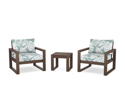 POLYWOOD® EDGE Sectional 3-Piece Deep Seating Set in Mahogany / Leaf Glacier Spa