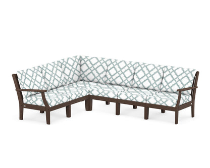 POLYWOOD® Braxton Modular 6-Piece Deep Seating Set in Mahogany / Trellis Glacier Spa