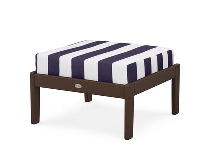 POLYWOOD® Braxton Deep Seating Ottoman in Mahogany / Cabana Stripe Navy