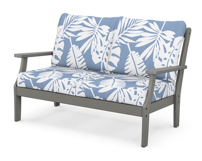 POLYWOOD® Braxton Deep Seating Loveseat in Slate Grey / Leaf Sky Blue